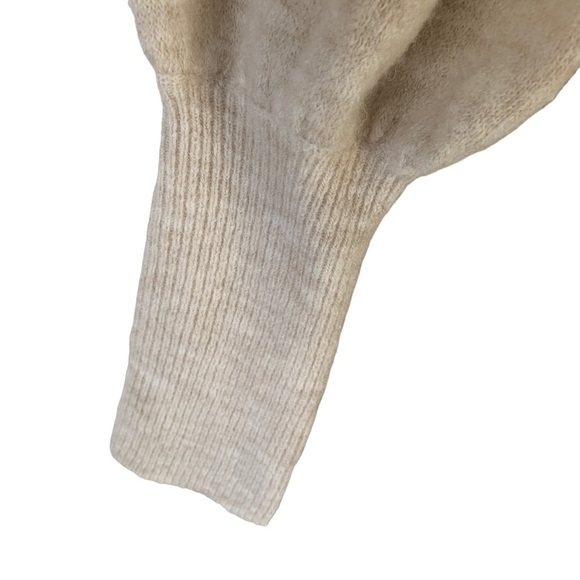 Rachel Parcell Wool Blend Cream Puff Shoulder Bishop Sleeve V-Neck Sweater Sz L - Picture 11 of 11